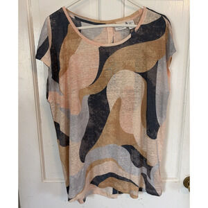 RACHEL ZOE NWOT Women’s XXL T Shirt Linen Plus Size Colorful Boho Retro Coastal